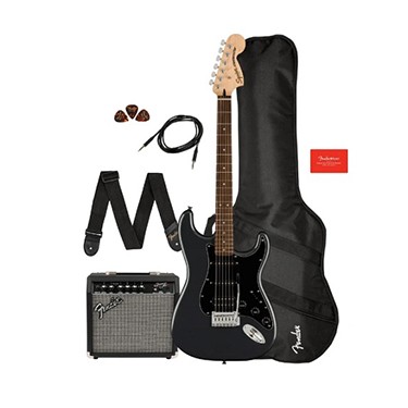Pack Guitare Electrique Fender Squier Affinity Series Stratocaster Hss Pack  Il Charcoal Frost Metallic